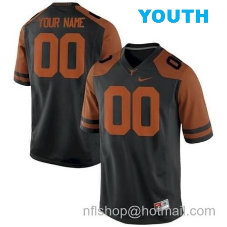 Youth Custom Texas Longhorns Football Jersey Name Number College Black