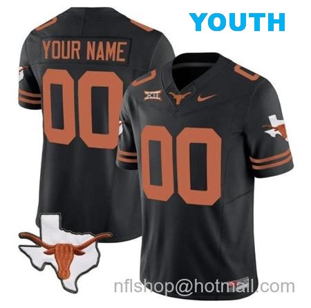 Youth Custom Texas Longhorn Jersey Name and Number Vapor Limited College Football Stitched Black