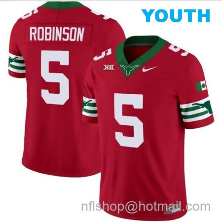 Youth Bijan Robinson Jersey #5 Texas Longhorns Mexico Vapor College Football Red