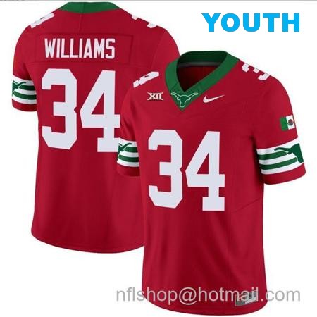 Youth Ricky Williams Jersey #34 Texas Longhorns Mexico Vapor College Football Red