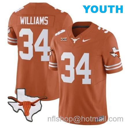 Youth Ricky Williams Jersey #34 Texas Longhorn Vapor Limited College Football Texas Orange