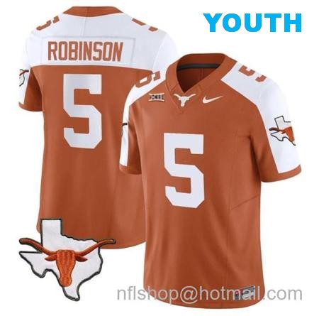 Youth Bijan Robinson Jersey #5 Texas Longhorn Vapor Limited College Football Alternate