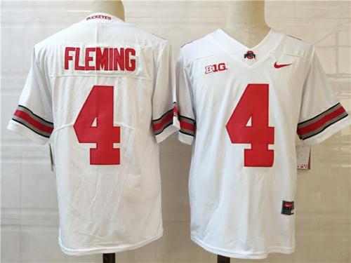 Youth Nike Ohio State Buckeyes #4 Fleming College Football Jersey White