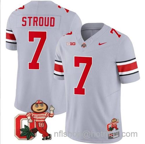 Youth Nike CJ Stroud Jersey #7 Ohio State Buckeyes Mascot Patch College Football Gray