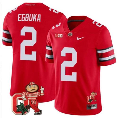 Youth Nike Emeka Egbuka Jersey #2 Ohio State Buckeyes Mascot Patch College Football Scarlet