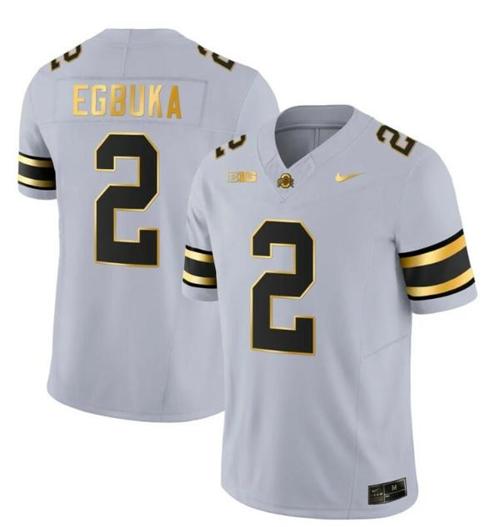 Youth Nike Ohio State Buckeyes Emeka Egbuka Jersey #2 College Football Stitched Gray Gold