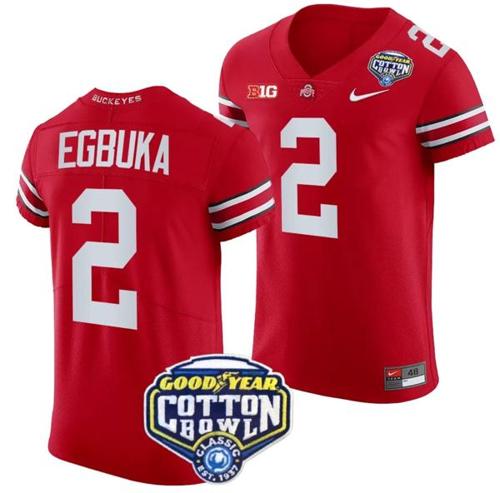 Youth Nike Emeka Egbuka Jersey #2 Ohio State Buckeyes Cotton Bowl Patch 2023 Football Scarlet