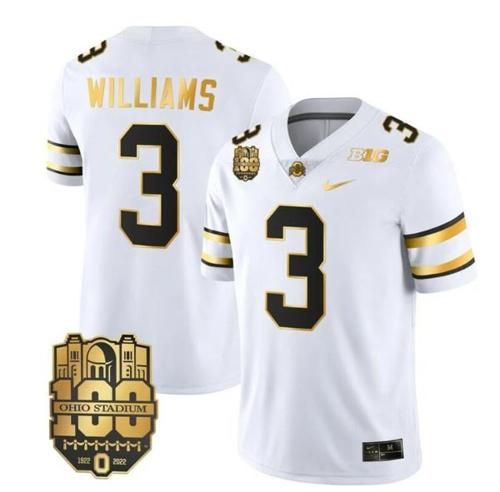 Youth Nike Ohio State Buckeyes Miyan Williams Jersey #3 College Football Stitched White Gold