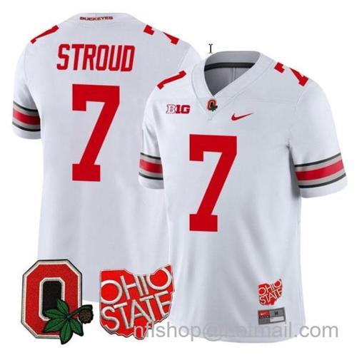 Youth Nike CJ Stroud Jersey #7 Ohio State Buckeyes College Football Stitched Logo Patch White