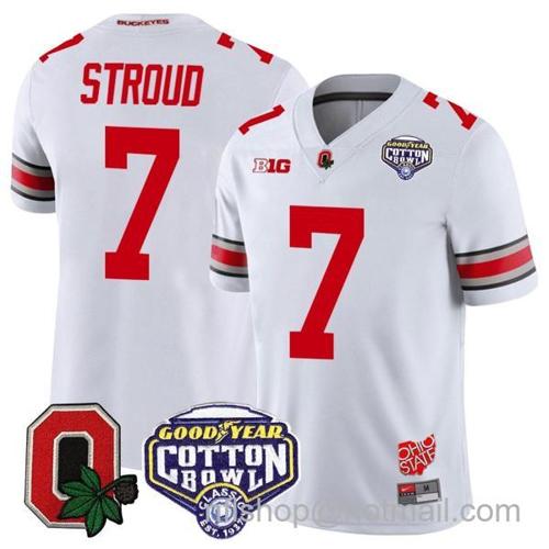 Youth Nike CJ Stroud Jersey #7 Ohio State Buckeyes Good Year Cotton Bowl Patch Football White