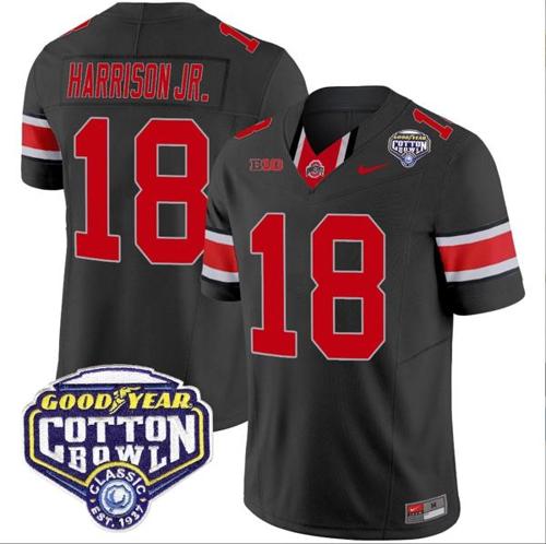 Youth Nike Marvin Harrison Jr Jersey #18 Ohio State Buckeyes Cotton Bowl Patch Vapor Football Black