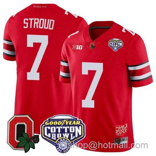 Youth Nike CJ Stroud Jersey #7 Ohio State Buckeyes Good Year Cotton Bowl Patch Football Scarlet