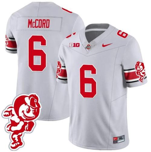 Youth Nike Kyle McCord Jersey #6 Ohio State Buckeyes Football 2023 Stitched Brutus Buckeye Patch Gray