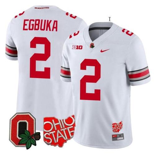 Youth Nike Emeka Egbuka Jersey #2 Ohio State Buckeyes College Football Stitched Logo Patch White