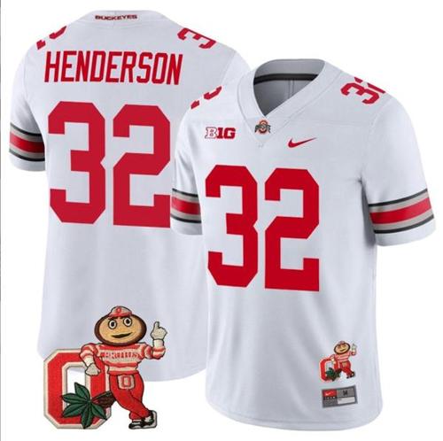 Youth Nike TreVeyon Henderson Jersey #32 Ohio State Buckeyes Mascot Patch College Football White