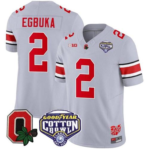 Youth Nike Emeka Egbuka Jersey #2 Ohio State Buckeyes Good Year Cotton Bowl Patch Football Gray