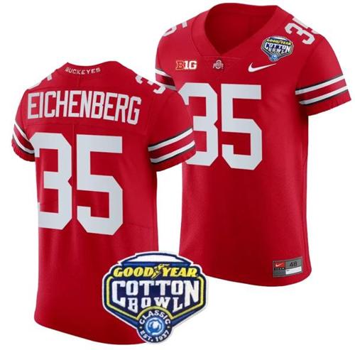 Youth Nike Tommy Eichenberg Jersey #35 Ohio State Buckeyes Cotton Bowl Patch 2023 Football Scarlet