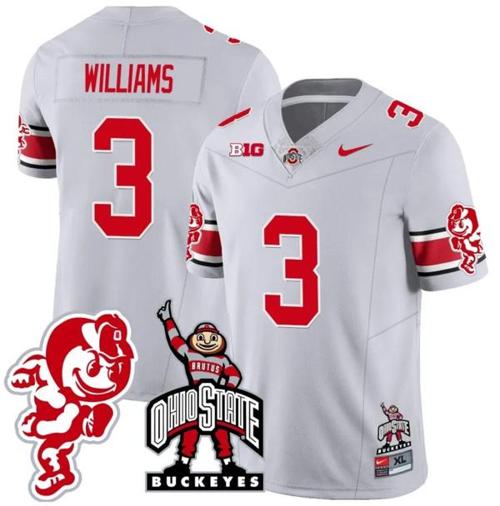 Youth Nike Miyan Williams Jersey #3 Ohio State Buckeyes Football Stitched Brutus Buckeye Patch Gray