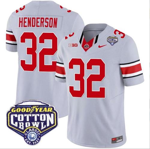 Youth Nike TreVeyon Henderson Jersey #32 Ohio State Buckeyes Cotton Bowl Patch Vapor Football Gray