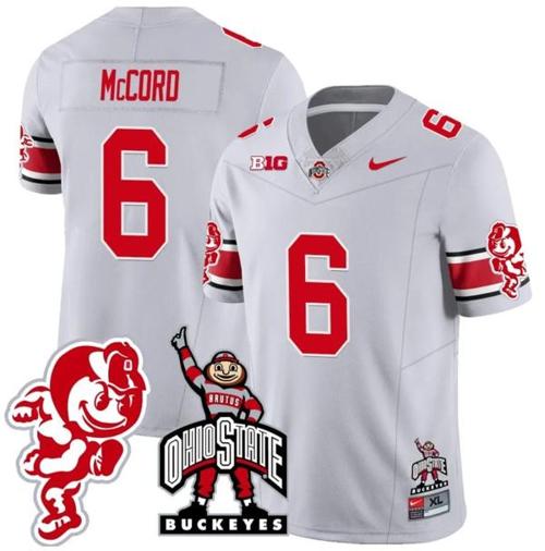 Youth Nike Kyle McCord Jersey #6 Ohio State Buckeyes Football Stitched Brutus Buckeye Patch Gray