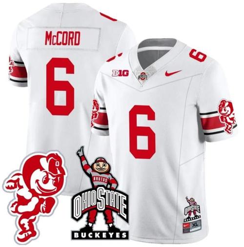 Youth Nike Kyle McCord Jersey #6 Ohio State Buckeyes Football Stitched Brutus Buckeye Patch White