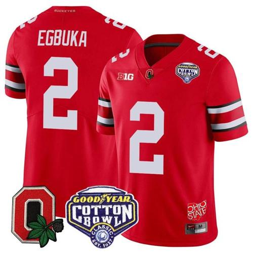 Youth Nike Emeka Egbuka Jersey #2 Ohio State Buckeyes Good Year Cotton Bowl Patch Football Scarlet