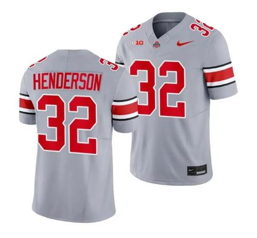 Youth Nike TreVeyon Henderson Jersey Ohio State Buckeyes #32 2023 Alternate Gray Limited Football