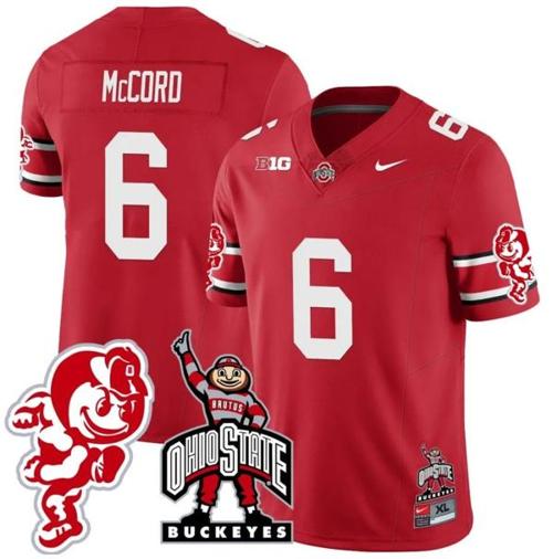 Youth Nike Kyle McCord Jersey #6 Ohio State Buckeyes Football Stitched Brutus Buckeye Patch Scarlet