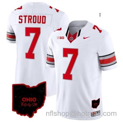 Youth Nike CJ Stroud Jersey #7 Ohio State Buckeyes College Football Stitched Vapor Limited Ohio Patch White