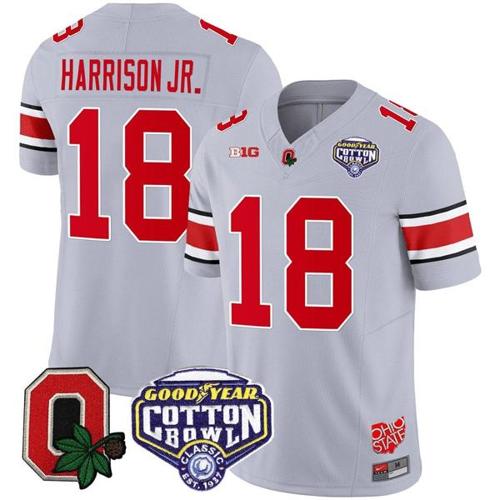 Youth Nike Marvin Harrison Jr Jersey #18 Ohio State Buckeyes Good Year Cotton Bowl Patch Football Gray