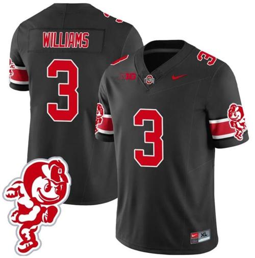 Youth Nike Miyan Williams Jersey #3 Ohio State Buckeyes Football 2023 Stitched Brutus Buckeye Patch Black