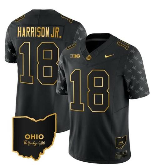 Youth Nike Ohio State Buckeyes Marvin Harrison Jr Jersey #18 College Football Stitched Alternate Black Gold