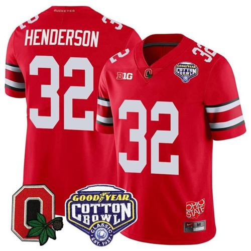 Youth Nike TreVeyon Henderson Jersey #32 Ohio State Buckeyes Good Year Cotton Bowl Patch Football Scarlet