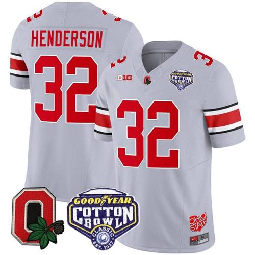 Youth Nike TreVeyon Henderson Jersey #32 Ohio State Buckeyes Good Year Cotton Bowl Patch Football Gray