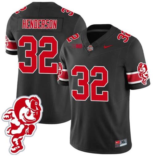 Youth Nike TreVeyon Henderson Jersey #32 Ohio State Buckeyes Football 2023 Stitched Brutus Buckeye Patch Black