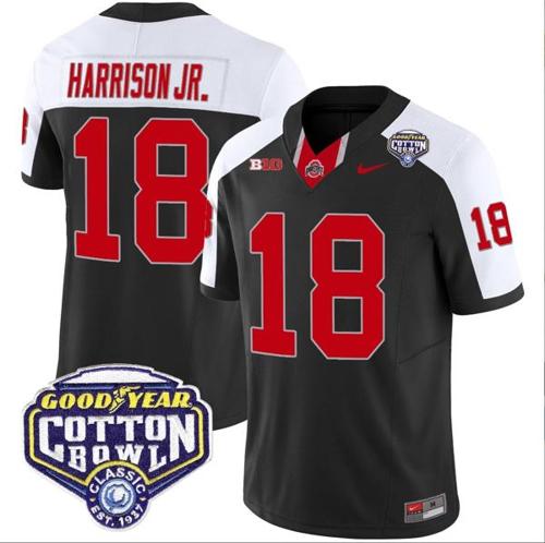 Youth Nike Marvin Harrison Jr Jersey #18 Ohio State Buckeyes Cotton Bowl Patch Vapor Football Black Alternate