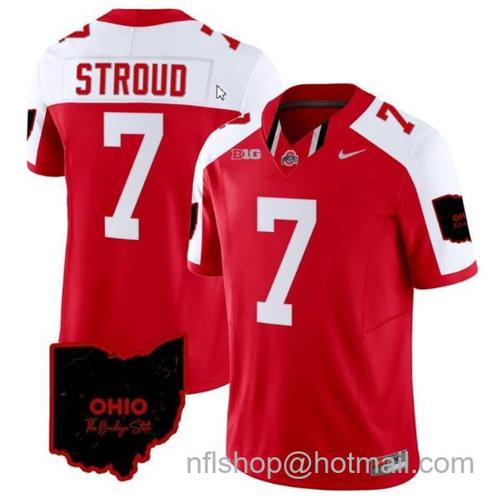 Youth Nike CJ Stroud Jersey #7 Ohio State Buckeyes College Football Stitched Vapor Limited Ohio Patch Red Alternate