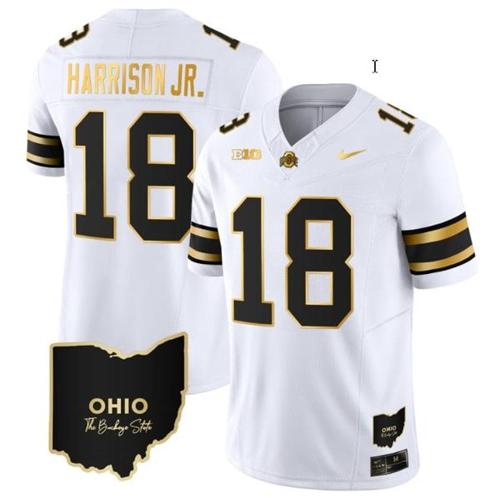 Youth Nike Marvin Harrison Jr Jersey #18 Ohio State Buckeyes College Football Stitched Special Vapor Limited Ohio Patch White Gold