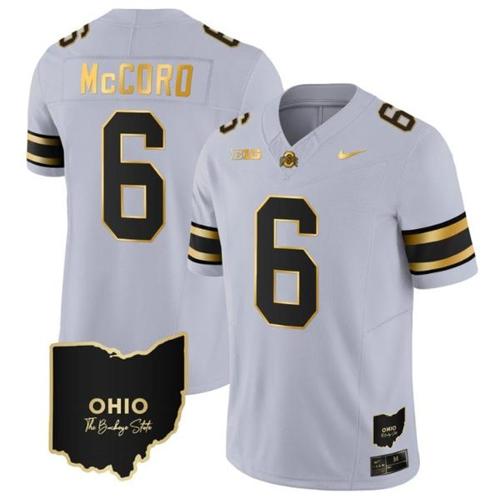 Youth Nike Kyle Mccord Jersey #6 Ohio State Buckeyes College Football Stitched Vapor Limited Gold Ohio Patch Gray Gold