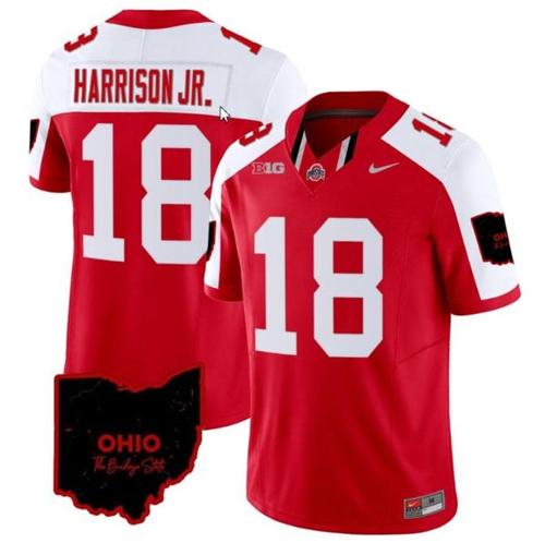 Youth Nike Marvin Harrison Jr Jersey #18 Ohio State Buckeyes College Football Stitched Special Vapor Limited Ohio Patch Red Alternate