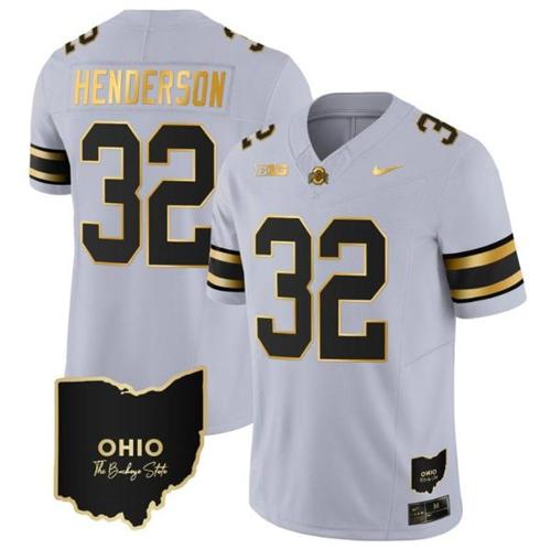 Youth Nike Treveyon Henderson Jersey #32 Ohio State Buckeyes College Football Stitched Vapor Limited Gold Ohio Patch Gray Gold