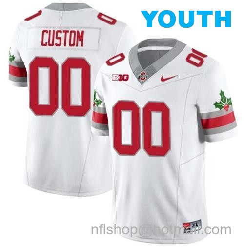 Youth Nike Custom Ohio State Buckeyes Jersey Name and Number Football Stitched Style 2 White