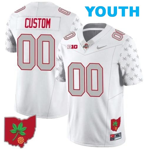 Youth Nike Custom Ohio State Jersey Name and Number Football Stitched Ohio Map Style 1 White Special