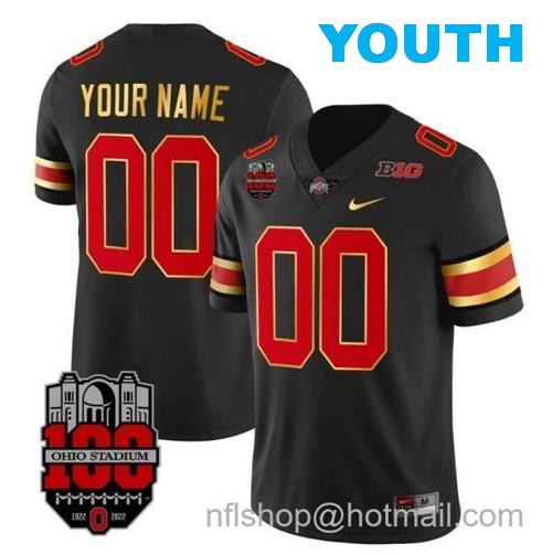 Youth Nike Custom Ohio State Buckeyes Jersey Name and Number College Football Stitched Gold Trim Black