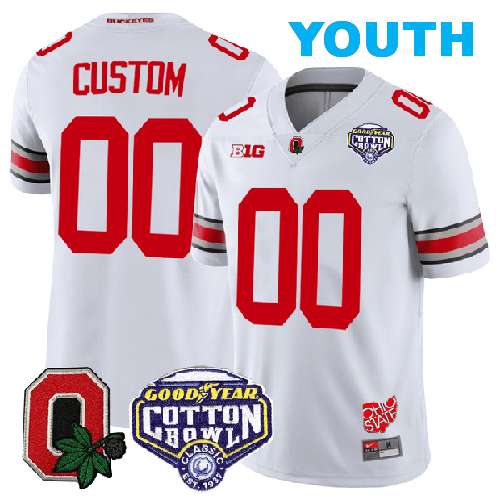 Youth Nike Custom Ohio State Buckeyes Jersey Name and Number Good Year Cotton Bowl Patch Football White