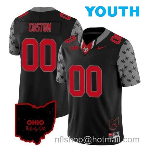 Youth Nike Custom Ohio State Buckeyes Jersey Name and Number College Football Stitched Alternate Black