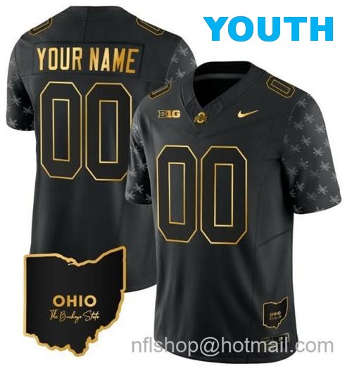 Youth Nike Custom Ohio State Buckeyes Jersey Name and Number College Football Stitched Alternate Black Gold