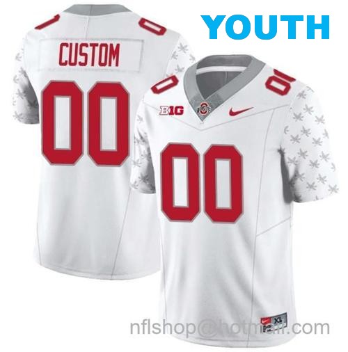 Youth Nike Custom Ohio State Buckeyes Jersey Name and Number Football Stitched Style 2 White Special