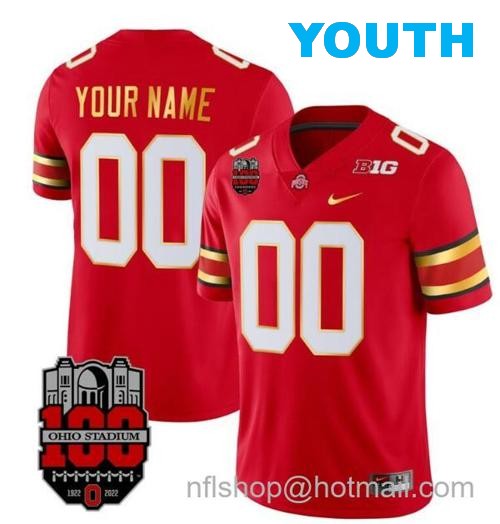 Youth Nike Custom Ohio State Buckeyes Jersey Name and Number College Football Stitched Gold Trim Scarlet