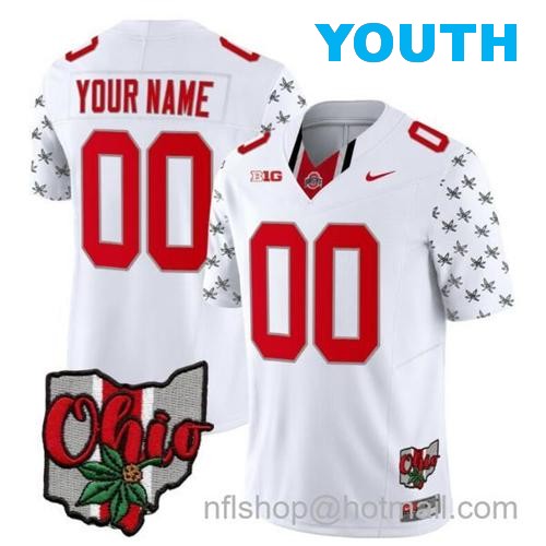 Youth Nike Custom Ohio State Buckeyes Jersey Name and Number College Football 2023 Stitched Alternate White Limited